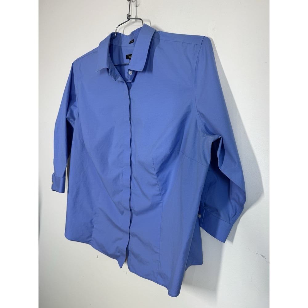 Talbots Wrinkle Resistant Blue 3/4 Sleeve Button Up Shirt Size 22WP Career Work - Picture 5 of 10
